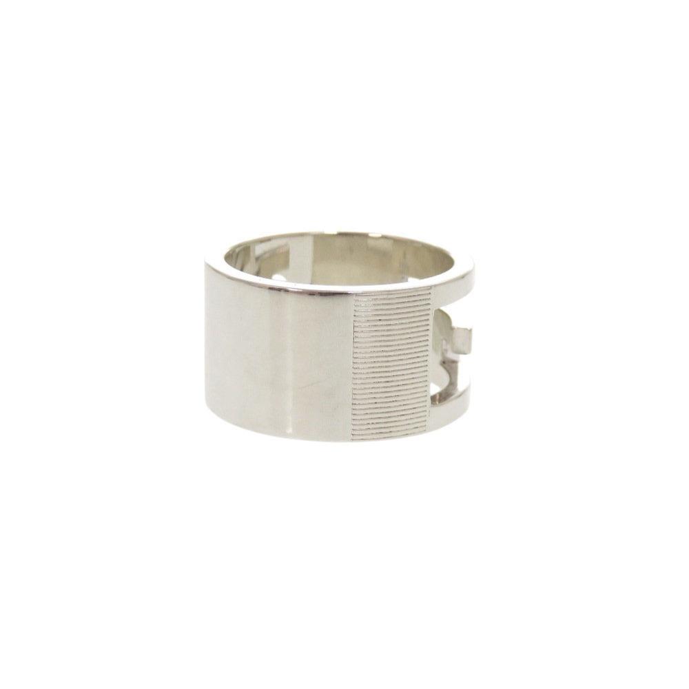 Used AUTHENTIC GUCCI Branded Cutout G WideRing Silver Silver925
