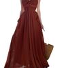 Zhao Ruth Xu Yan Suspender Dress Burgundy Seaside Vacation Travel Sexy Backless Beach Long Skirt