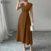 ZANZEA Women Summer Casual V-Neck Sleeveless Slim Dress