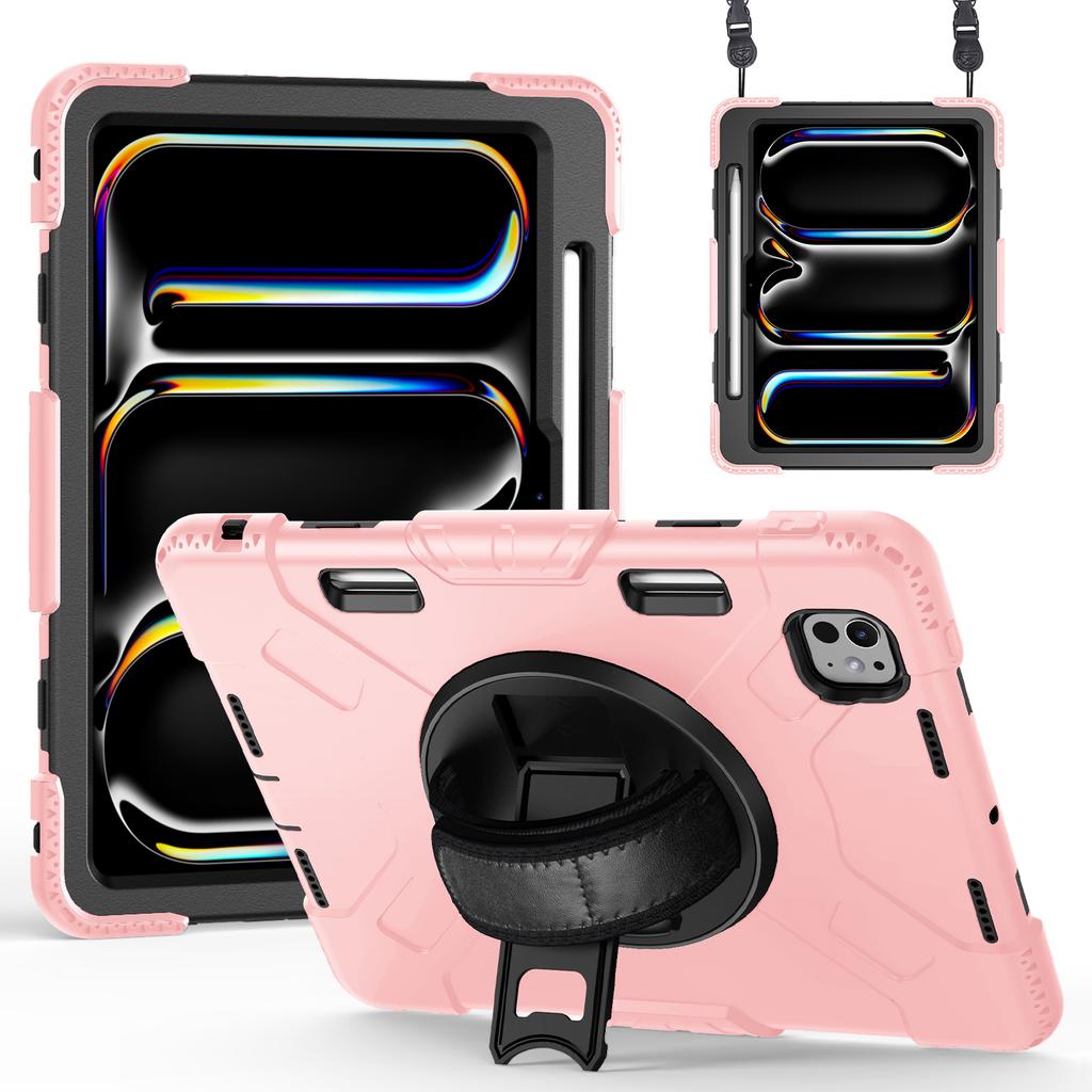 For iPad Pro 11 (2025)/11 (2024) Kickstand Case Anti-Scratch Tablet Cover with Shoulder Strap