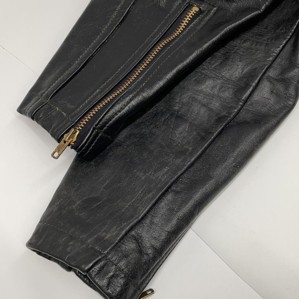 VINTAGE Vintage Leather Black TALON Zip Padded Jacket Jacket 36 blackUsed