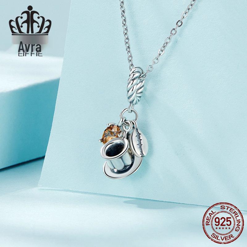 Mocha Coffee Cup Pendant - Sterling Silver S925 Jewelry SCC2467