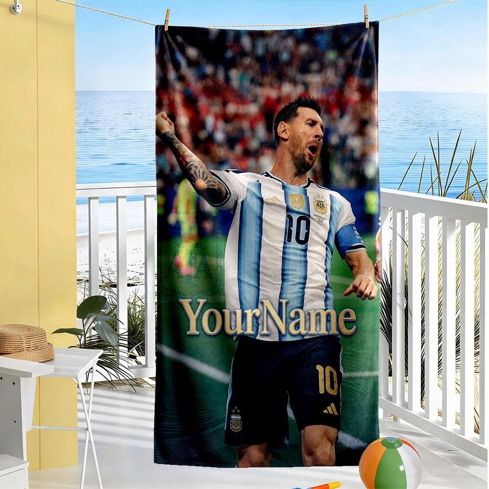 Messi Customizable Name Beach Towel High Absorbency & Quick-Dry Portable for SwimmingBeachCamping Travel Beach AccessoriesGym