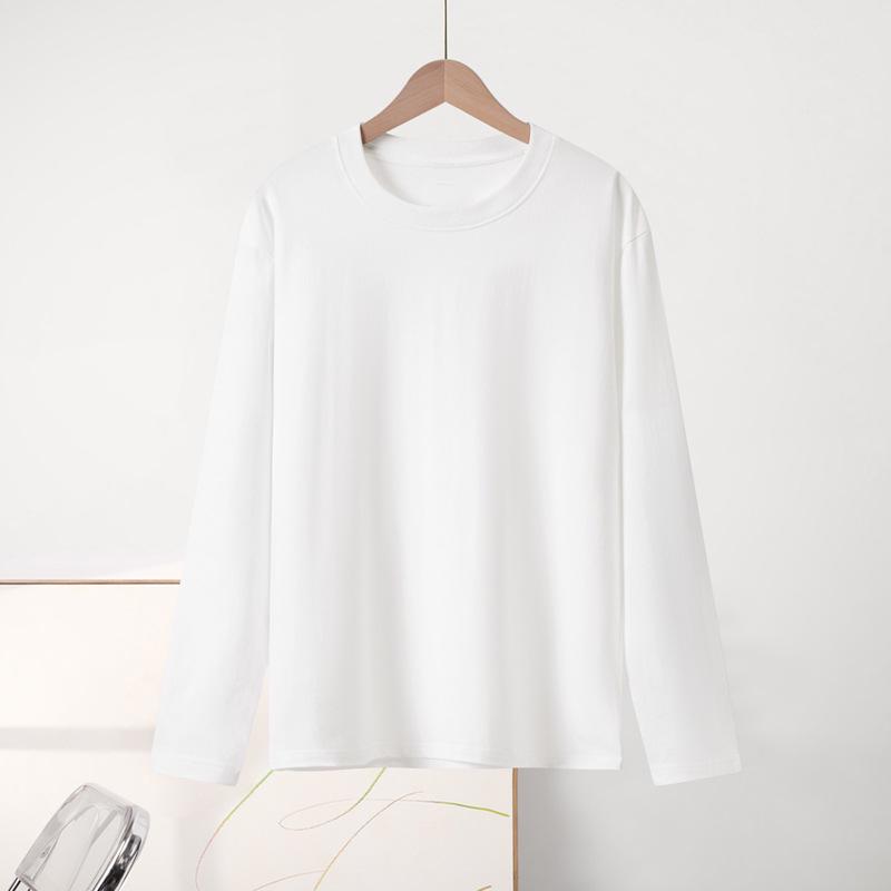 

Женская базовая рубашка с длинным рукавом в японском стиле, однотонная, 230 г, повседневный топ свободного кроя для ранней осени M (60-70 kg)