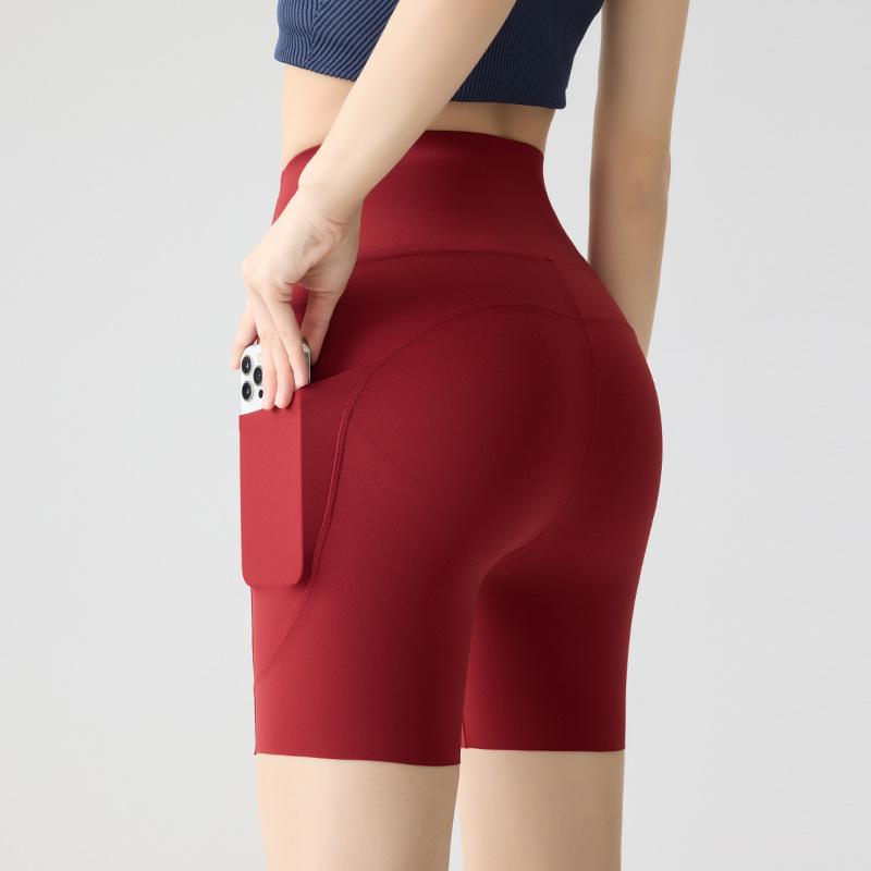 Women's High Waist Pocket Yoga Pants - Summer Three-Quarter Length, Shark Skin, Nude Feel, Hip Lifting, Thin Outward Wear