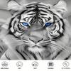 Blue eyed white tiger Pattern 3D Printed Duvet Cover Set Soft Comfortable Bedding Set Wildlife Style Quilt Cover Set Pillowcases