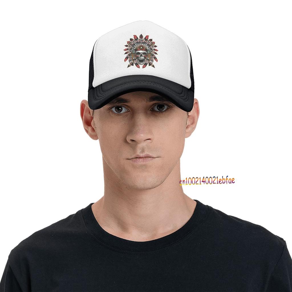 Skull Print Fashion Mesh Baseball Caps Hats Chief Original Hip Hop Snapbacks Brim Bones Gorra Sports Snapback Caps for Unisex Women