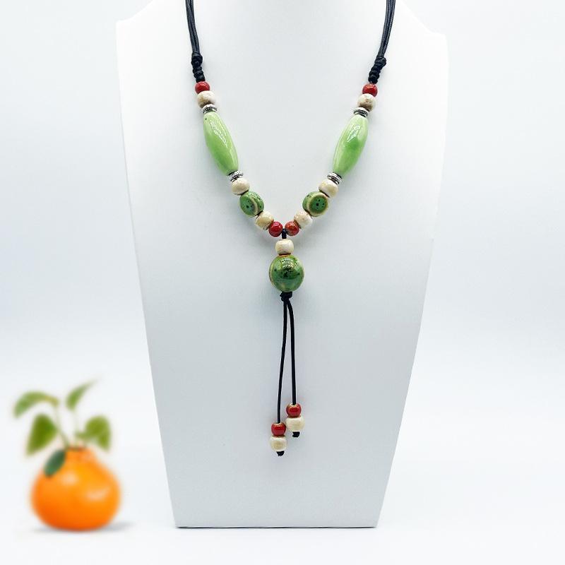 Accessories, Jewelry, Woven Beaded Sweater Chain, Ceramic Necklace, Female Niche Feeling Does Not Fade