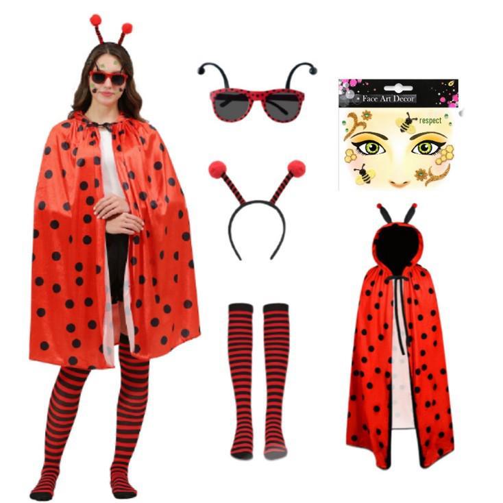 Zestaw Kostiumów Cosplay na Halloween 2026 Pszczoła ze Skrzydłami, Peleryną, Opaską na Głowę i Okularami dla Dorosłych i Dzieci