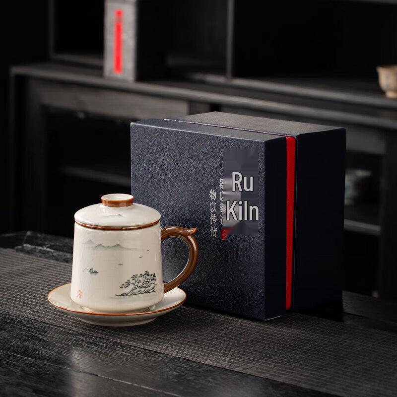 

Zisha Purple Clay Office Mug with Gold-inlaid Jade