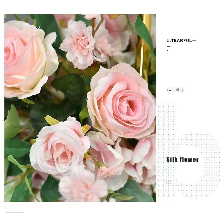 Geometric Gold Flower Wedding Aisle Runner & Artificial Flowers Display