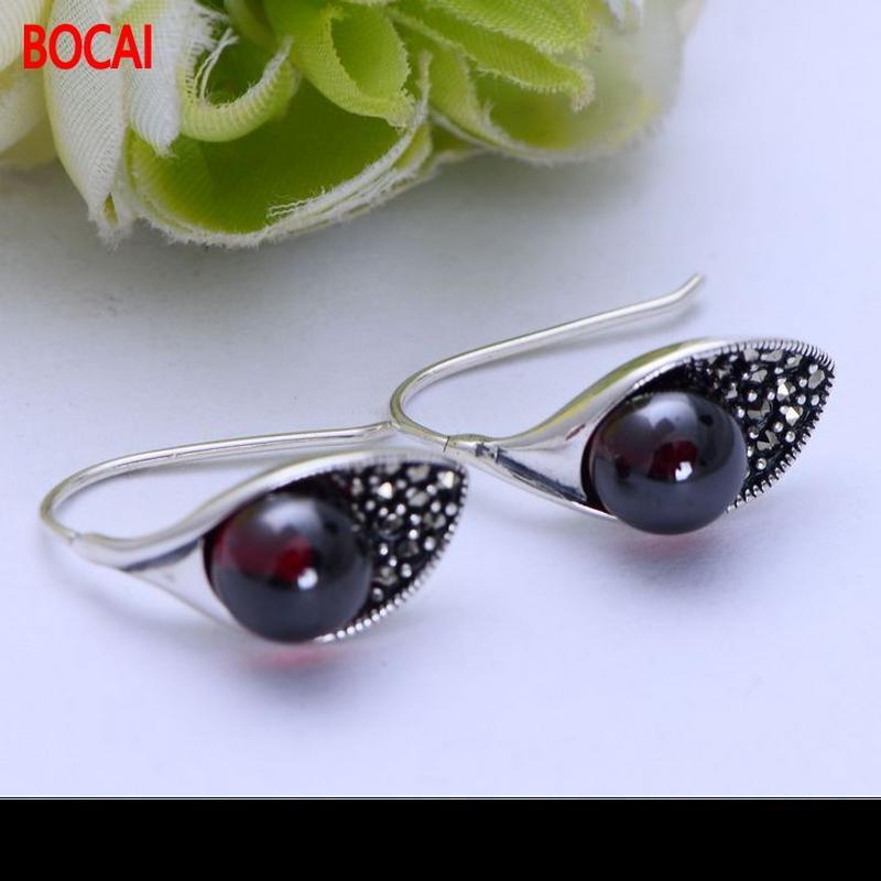 Kugel-Granat-Ohrringe aus 925er Sterlingsilber