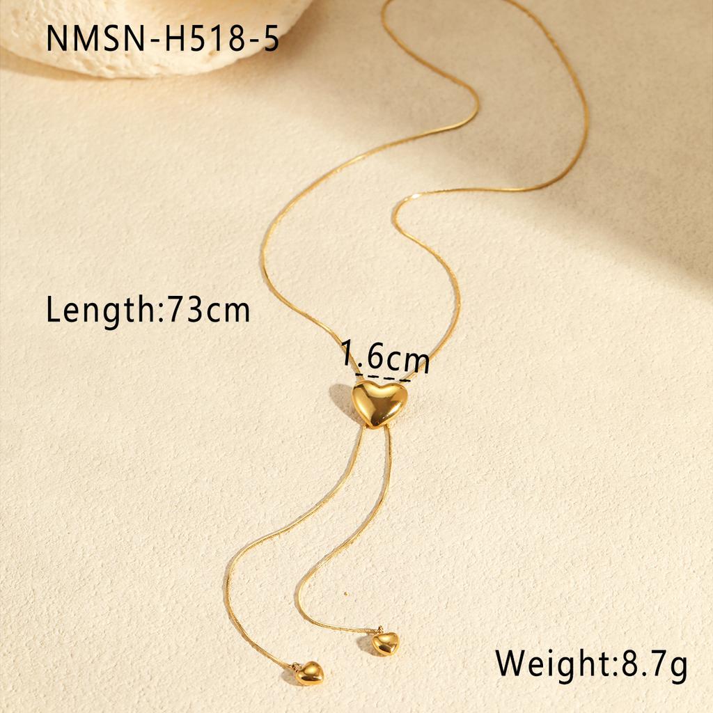 GEMCHIC Women's Adjustable Gold Heart Pendant Necklace Stainless Steel Y-Shape Chain Fashion Jewelry
