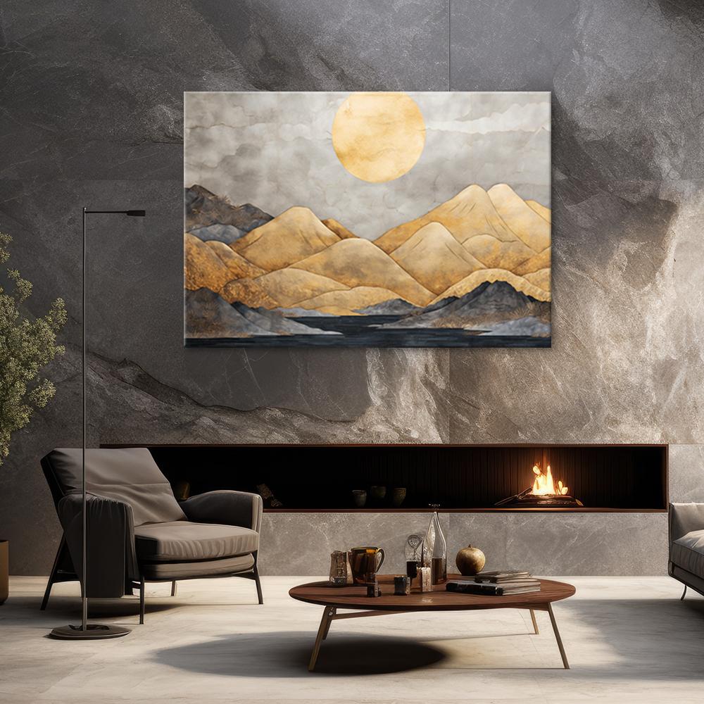 Canvas print, Golden mountains landscape abstract