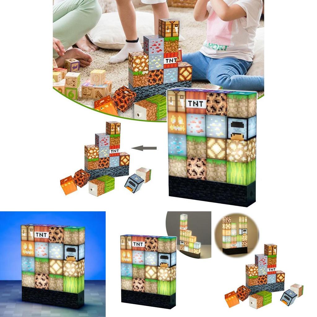 Night Stitching Minecraft Light Lamp Usb Power Decor Building Block Diy Stacking