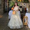 Morning Robe Female Bride French Super Fairy Engagement Dress Atmosphere Three-dimensional Lace Floral Pendulum Mesh Dress
