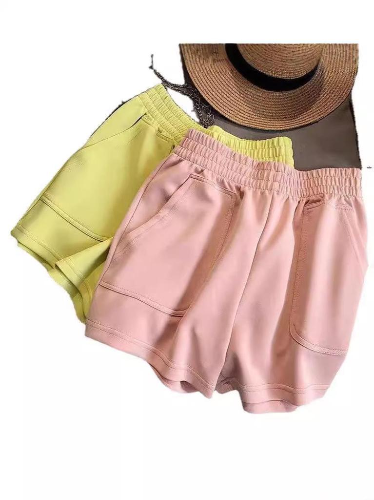 Women's High-Waist Korean Style Wide-Leg Three-Quarter Cotton Sports Shorts - Slimming and Trendy Summer Wear