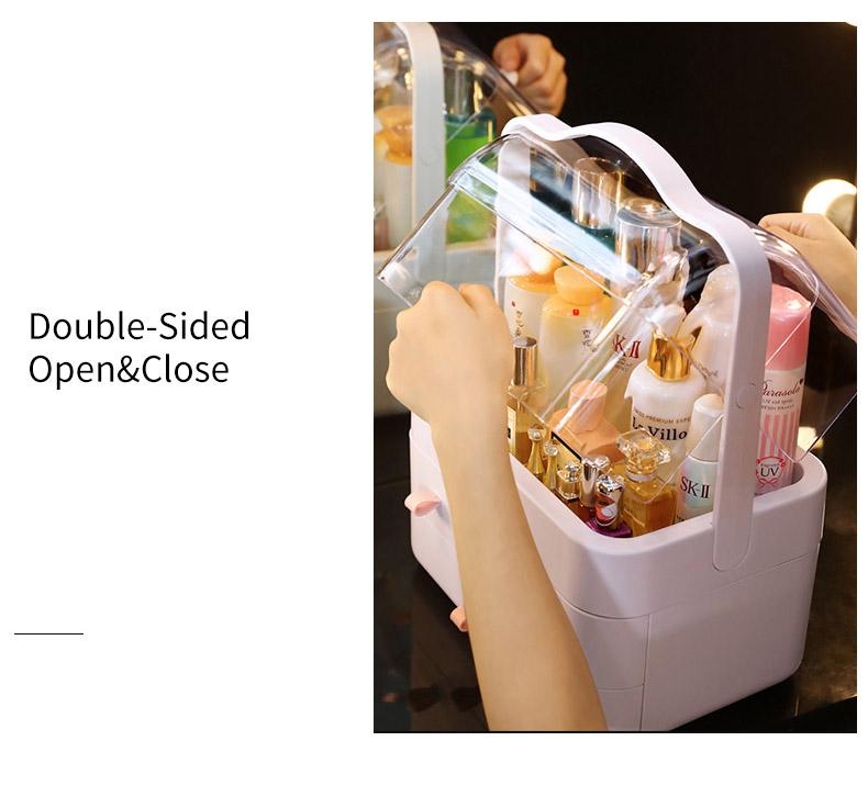 1 pçs caixa de armazenamento de maquiagem cosméticos caixa de armazenamento de beleza menina à prova ddustágua poeira grande capacidade caixa de armazenamento de maquiagem myy