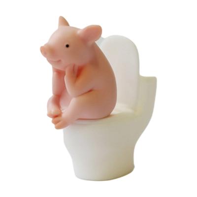 Miniatura de Porco no Vaso Sanitário, Enfeite de Mesa, Estátua de Porco/Sapos para Decoração de Casa, Acessórios para Jardim de Fadas Microlandscape
