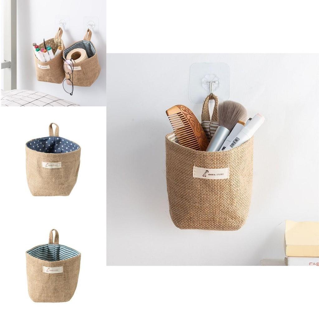 Stylish Cotton Linen Wall Hanging Mini Storage Basket For Kids Toy Sundries Organizer