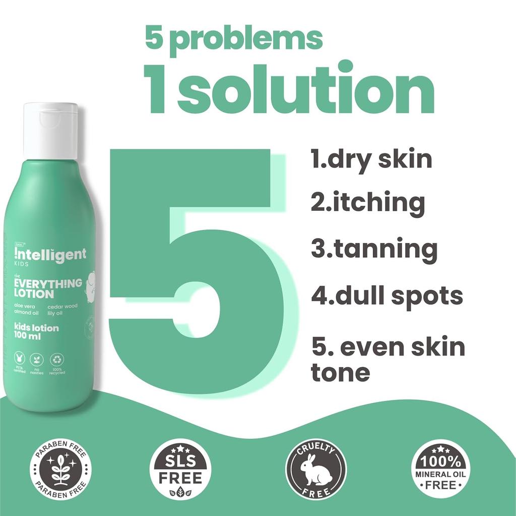 Tuco Kids Summer Mild Body Lotion | Aloe Vera & Almond Oil | 8-hour Moisture  | For Kids 4-10, 2-5, 10-15 Years | SLS & Paraben Free | 100ml