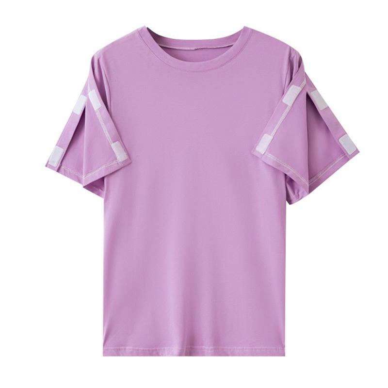 Women's Full-Open Patient Care T-shirt Postoperative Easy-On/Easy-Off Care Top