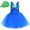 Super Brothers Luigi Costume Kids Halloween Party Tulle Tutu Dress Toddler Girls Fancy Anime Cartoon Characters Dress Up Clothes