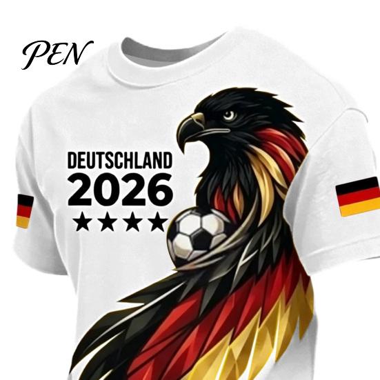 Breathable Sports T-shirt Men Soccer Fans T-shirt, German Team Football T-Shirt, 2026 World Sweat-wicking T-Shirt Tournament Cheer Tee, Stylish