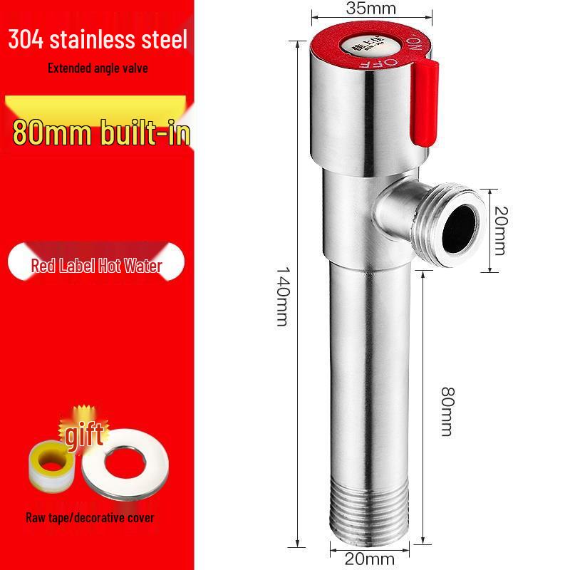 304 Stainless Steel Angle Stop Valve for Water Heater and Toilet, Wall-Mounted Triangle Design, Thickened Type
