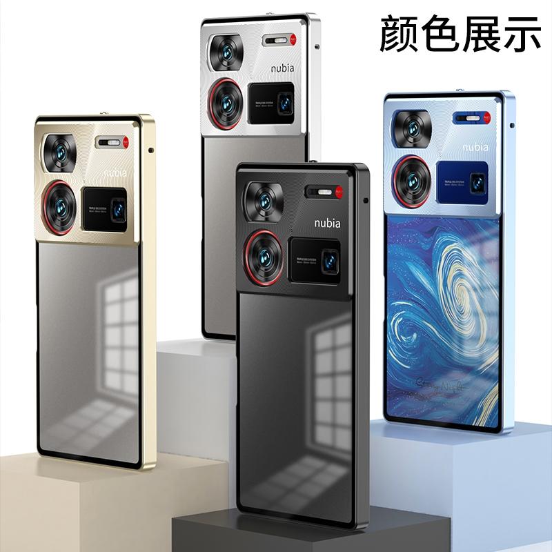 למארז ZTE Nubia Z60 Ultra מארז מסגרת מתכת מסגסוגת אלומיניום למכשיר ZTE Nubia Z60Ultra כיסוי אחורי שקוף מט מפלסטיק אקרילי פגוש