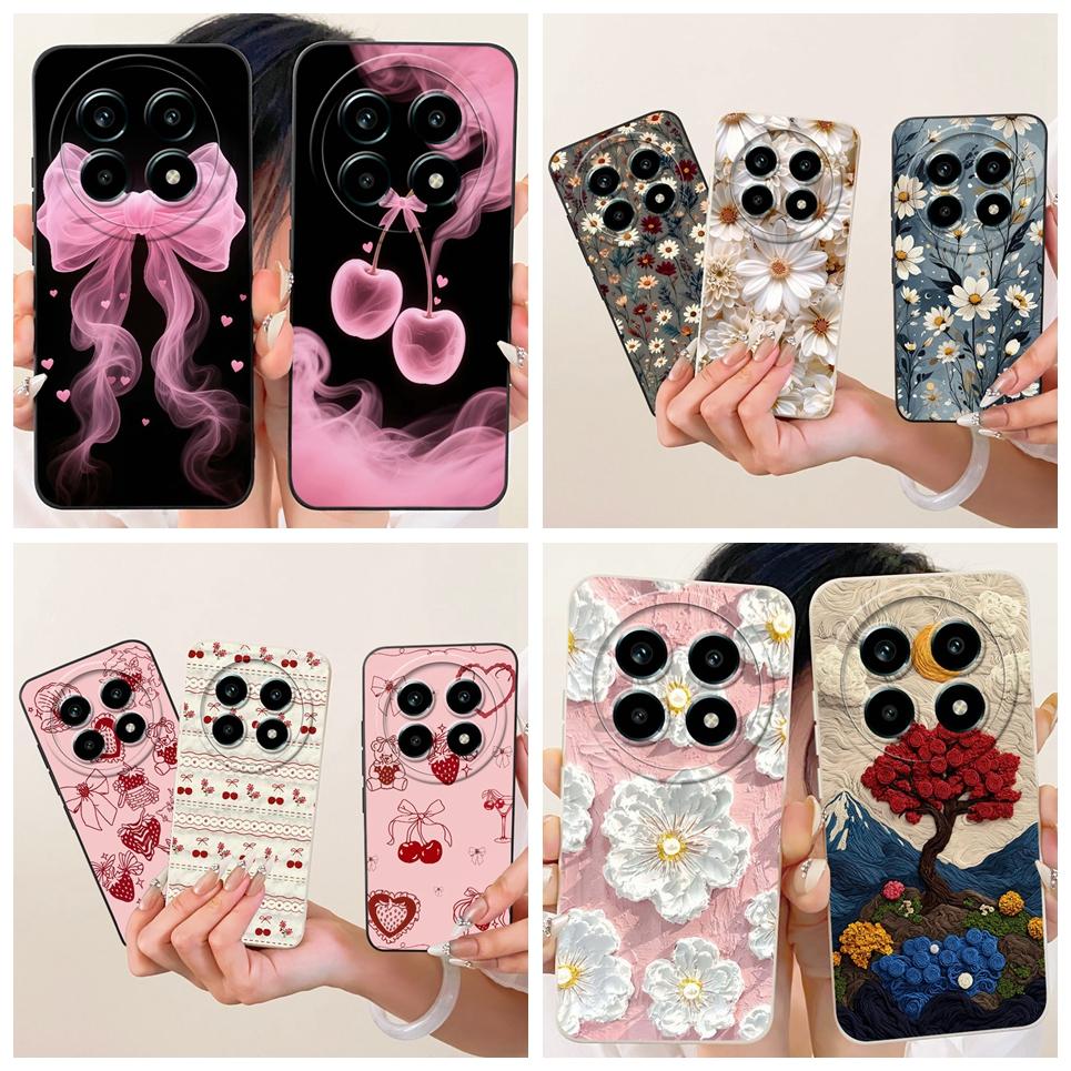 Daisy Bow Pattern Butterfly Flower Cherry Back Cover For Realme 13 Pro Pro+ Phone Case Soft Silicone Casing On Realme P1 Speed
