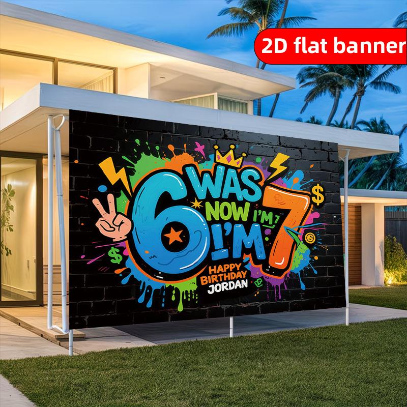 Banner plano 2D, pancarta de fiesta, material de poliéster, decoración temática Seis Siete, tela de fondo, tela de fondo para fotos