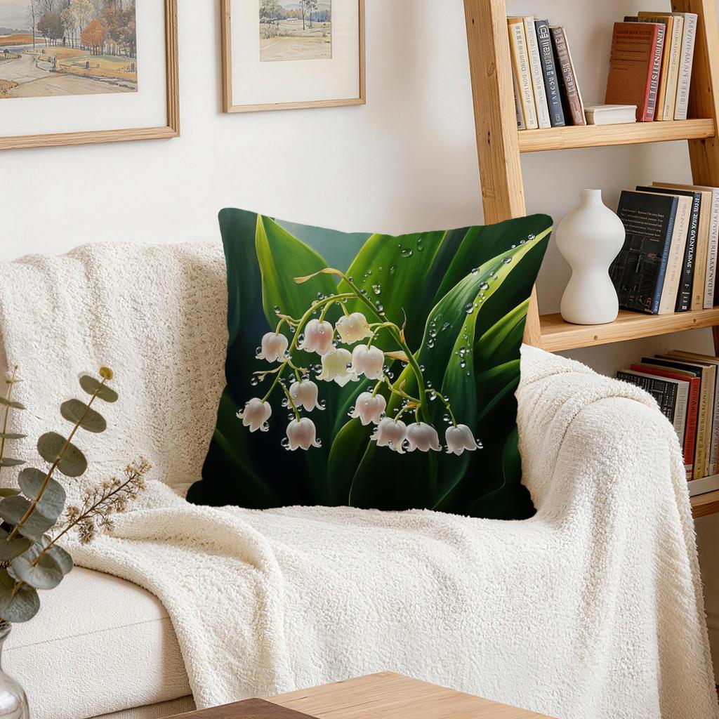 1/4pcs Lily Of The Valley Oil Painting Cushions Pillowcase Polyester Cushion Cover Throw Pillow Pillowcover Home Car Sofa Decor