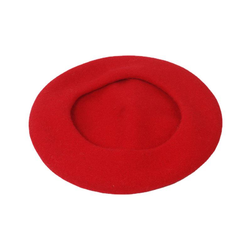 Women's Bright Red Wool Beret - Adult Winter Christmas Hat