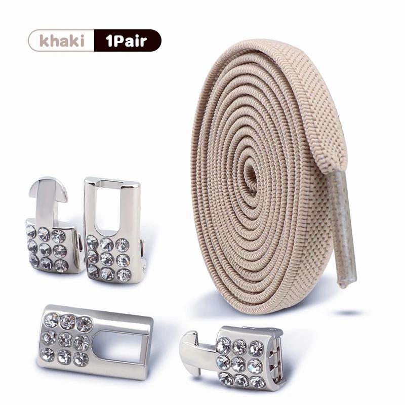 Diamond Lock Shoelaces Without Ties Elastic Laces Sneakers Outdoor No Tie Shoe Laces Kids Adult Wide Shoelace Shoe Accessories
