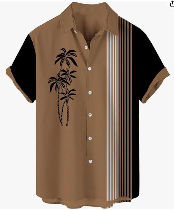 Summer Men's Beach Shirt Printed Hawaiian Short Sleeve Flower Shirt Boys