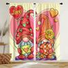 2pcs Cute Love Gnome & Heart Printed Curtains Ideal for Valentine's Day Window Decor Whimsical Home Bedroom Living Room Decor