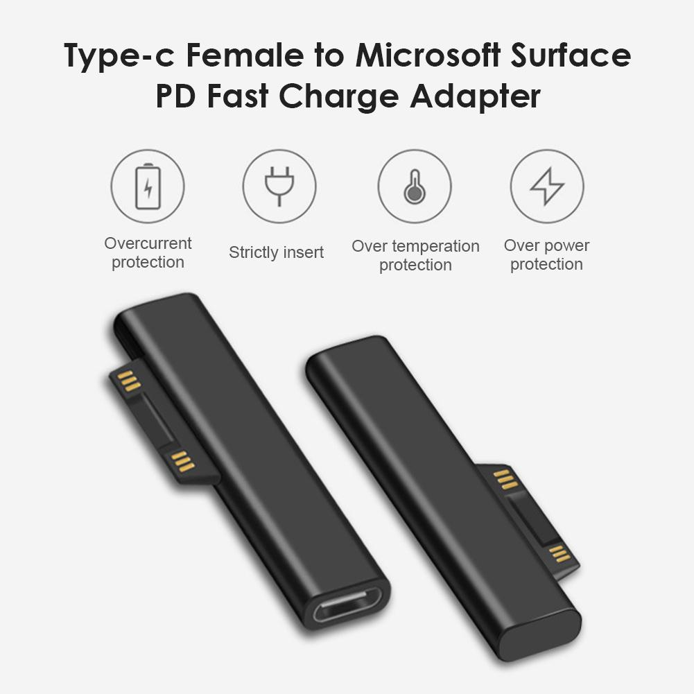 Plug Converter Type C Power Adapter USB C Female PD Fast Charging Connector for Microsoft Surface Pro 3 4 5 6