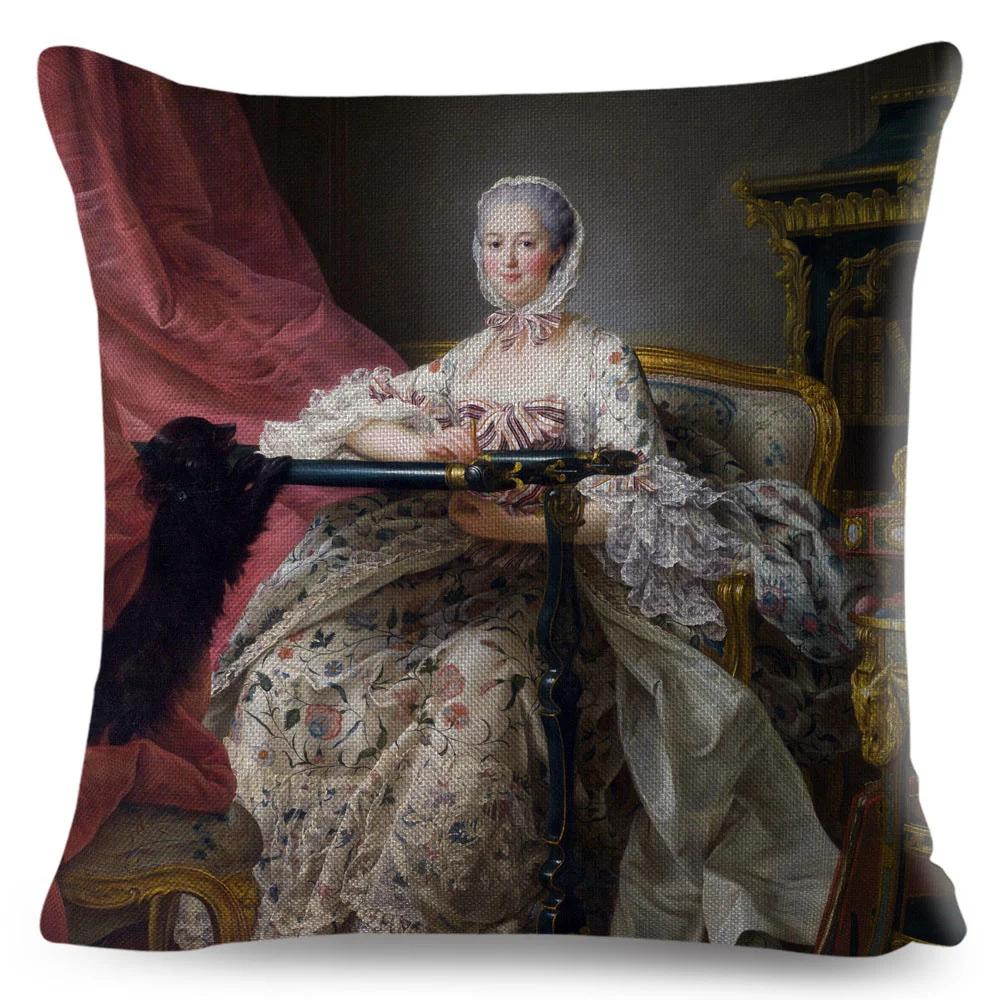 Vintage Style Woman Cushion Cover Decor Europe Lady Girl Print Pillowcase 45*45Cm Polyester Pillow Case For Sofa Home Car