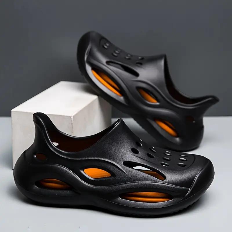 

Модные мягкие удобные спортивные сандалии из ЭВА с круглым носком, износостойкие нескользящие сандалии, повседневные универсальные пляжные тапочки для отдыха на открытом воздухе 44-45 чёрный