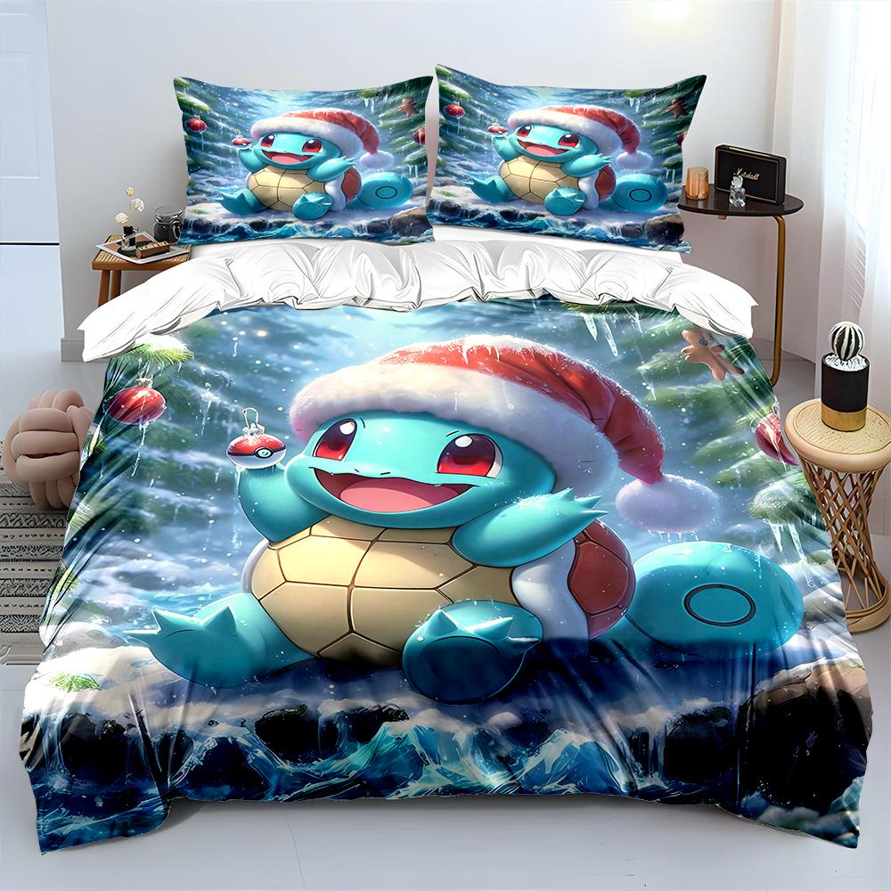 Anime Pokemon Squirtle Tištěný Měkký Povlak na Přikrývku Povlak na Polštář Ložní Souprava Děti Dospělí Pohodlná Postelová Souprava Jednolůžko King Ložní Souprava