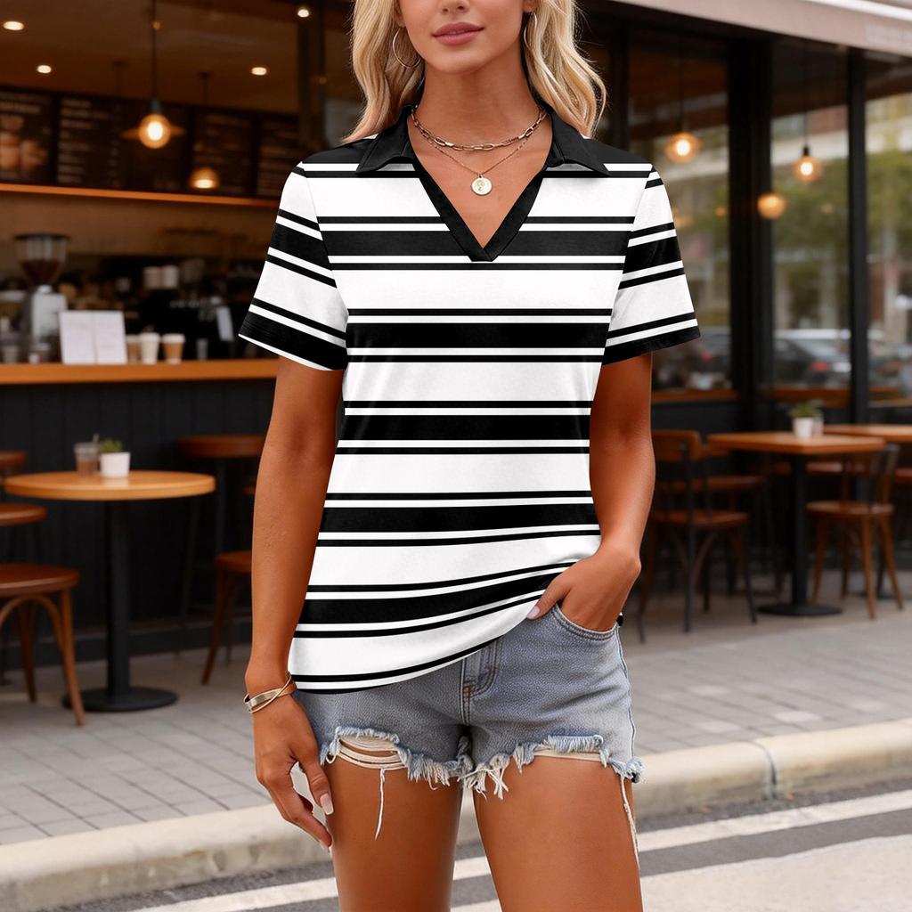 Women's Fashion Casual Lapel Short Sleeve Color Shirt Women's Up Tops