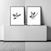 Japanese Style Watercolour Bird Prints Black and White Bird Poster Canvas Painting Wall Art Picture for Living Room Home Decor