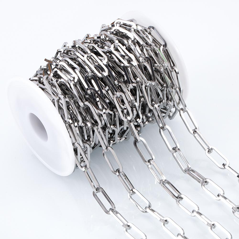 1meter Flat Geometric Heart Round Square Design Necklaces Chain Stainless Steel Link Chains DIY Bracelets Jewelry Making Chains