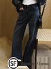 Women's Wide-Leg Retro Distressed Black Jeans for Spring and Autumn