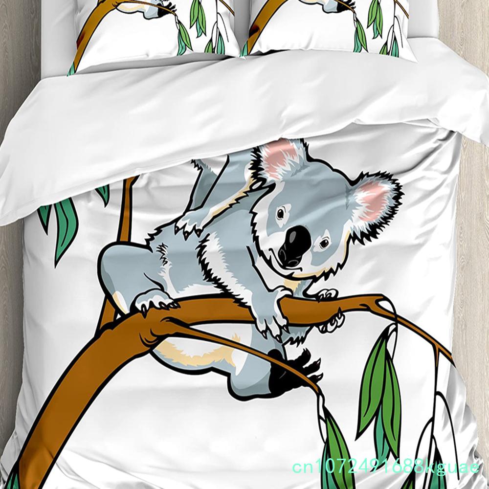 Animal Koala Bear Tree Printed Comfort Duvet Cover Pillow Case Home Textile Quilt Cover Boy Kid Teen Girl 3pcs Bedding Set
