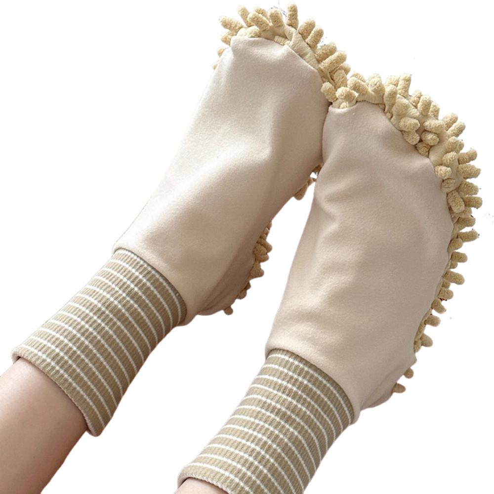 Мягкие напольные носки Творческие чистящие тапочки Ленивая уборка пола Впитывающие носки Уборка ванной комнаты света кофе