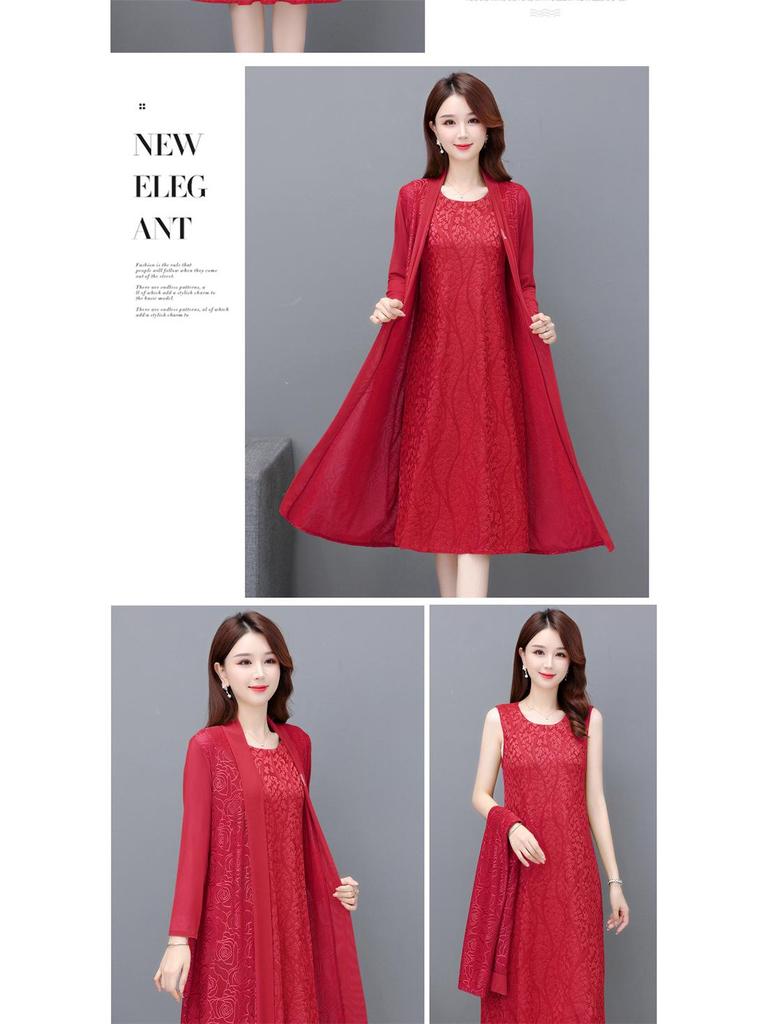 Rochie de vară din două piese 2023 cu șal cardigan de lungime medie