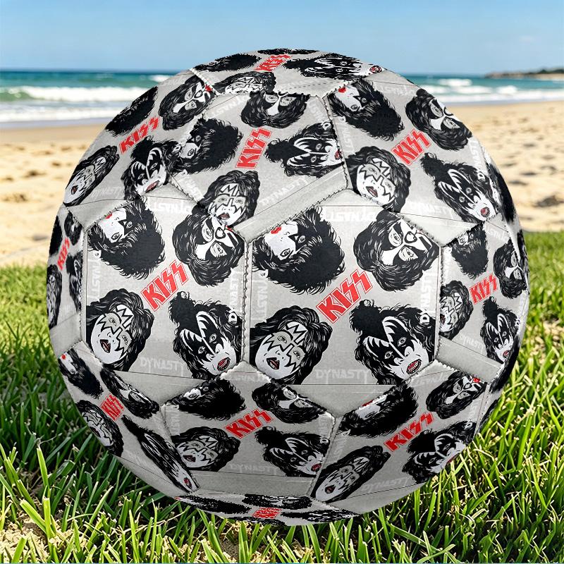 Rock and Roll Print Size 5 Soccer Ball, PU Wear Resistant Football for Match Training and Daily Practice, Birthday Gift for Soccer Fans