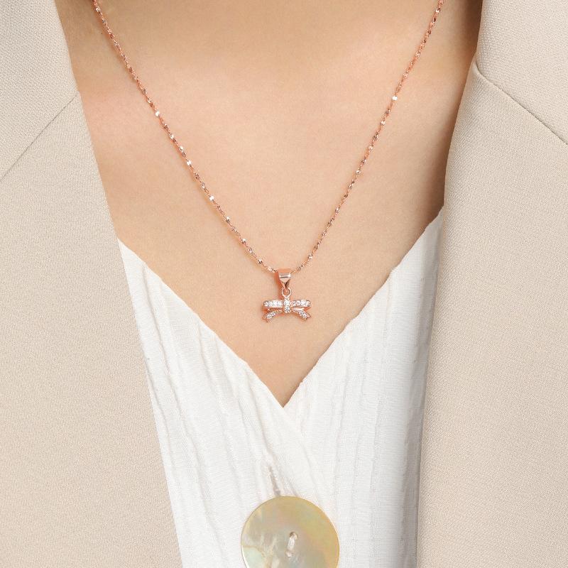 Irregular Bow Pendant Collarbone Chain Female, Japanese and Korean Version Niche High-end Design Bow Necklace